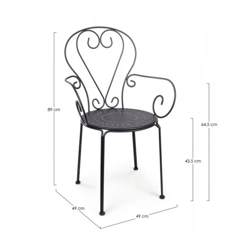 Bizzotto outdoor Sedia con braccioli  Etienne antracite
